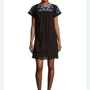 Rebecca Taylor Floral Garden‎ Embroidered Mini Dress Size 4 Lace Scalloped Hem